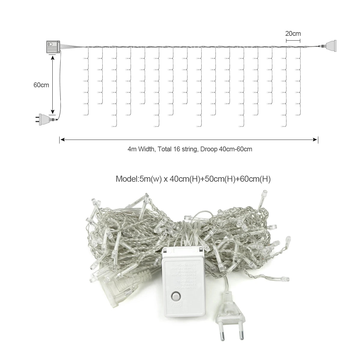 5m Weihnachts licht im Freien Tropfen 0,4-0,6 m LED Girlande Vorhang Eiszapfen Schnur Licht Garten Traufe Hochzeits feier Dekoration 110v 220v