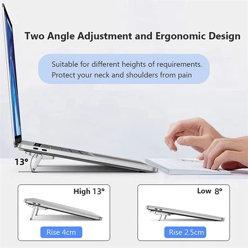 Adjustable Folding Laptop Stand - Mini Legs, Ultra-Thin, Portable Support for MacBook and Notebook, Cooling Bracket, Invisible Holder