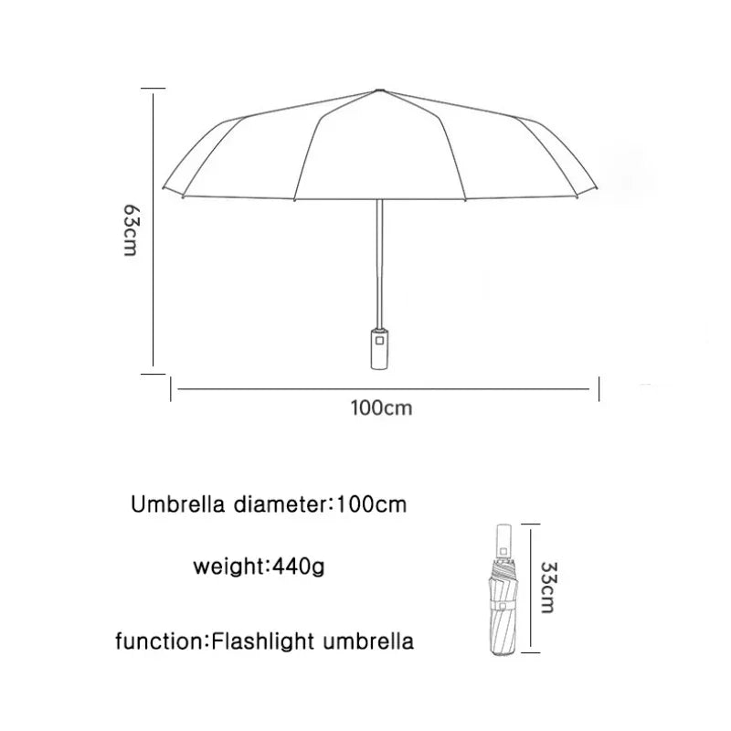 Innovativer LED-Regenschirm mit Taschenlampenfunktion – Automatisch, Drehbar und Langlebig – Perfekt für Männer und Frauen, Regen und Sonne – Kostenlose Lieferung in Deutschland