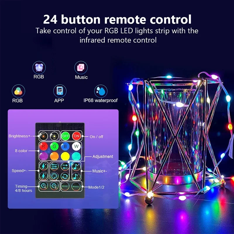 Dreamcolor Rgb Led Streifen WS2812B Bluetooth Smart String Fairy Lichter Weihnachten Girlande Licht Wasserdicht Für Party Vorhang Zimmer