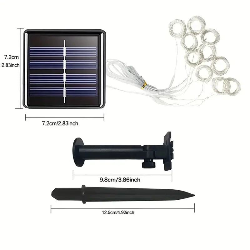 Solar LED Vorhang Licht Outdoor Girlande Solar Fee String Licht Kupferdraht Lampen für Garten Hof Hochzeits feier Urlaub Dekor