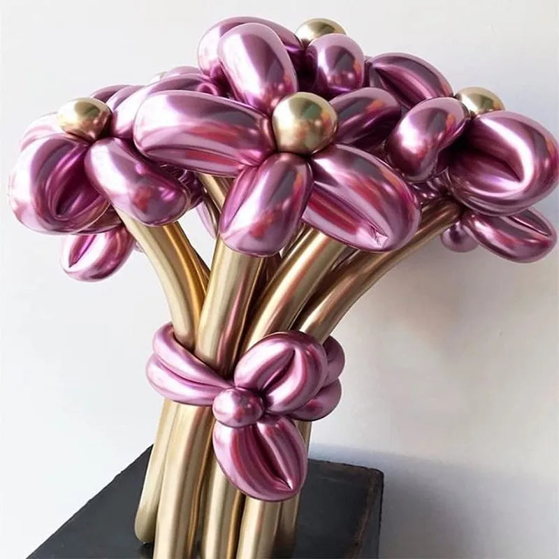 100/10 Stück Modellier-Luftballons, Lange Latexballons, Hochglanz-Metallic, für Hochzeit, Geburtstag, Weihnachten, DIY-Dekoration