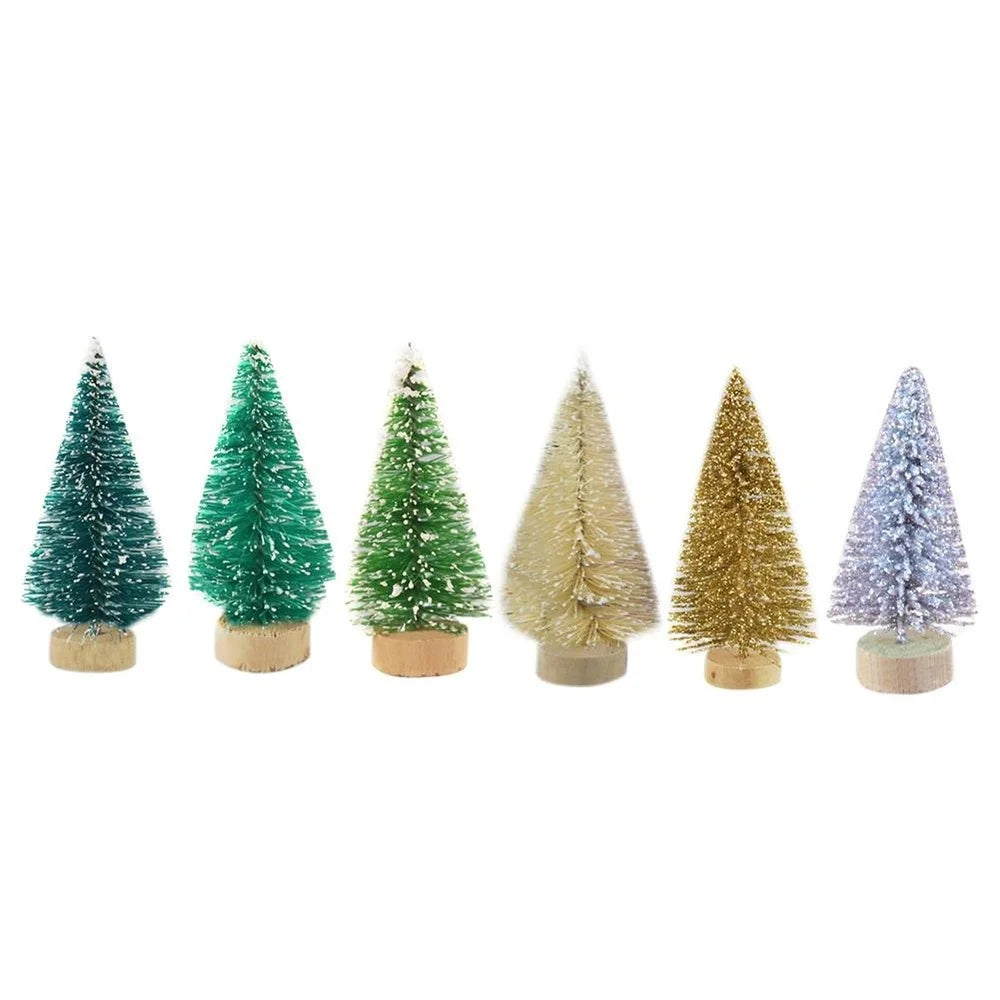 24-12 Stück Mini Weihnachts baum Sisal Seide Zeder Tischplatte Dekoration kleinen Weihnachts baum Mini Baum Fenster DIY Dekorationen 2023