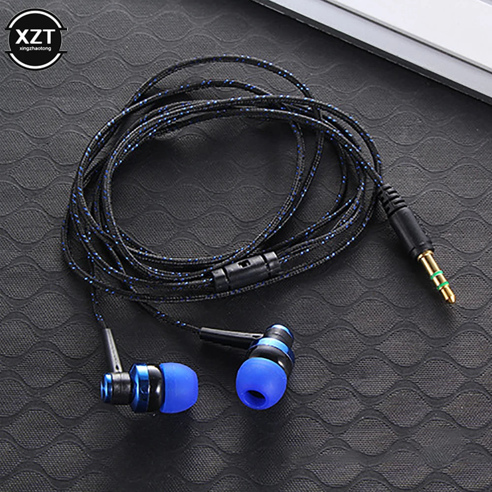 New 5 Colors Wired In-Ear Headphones – Stereo 3.5mm Nylon Cable, Sport Headset with Microphone, For Laptop and Smartphone, Ideal as a Gift