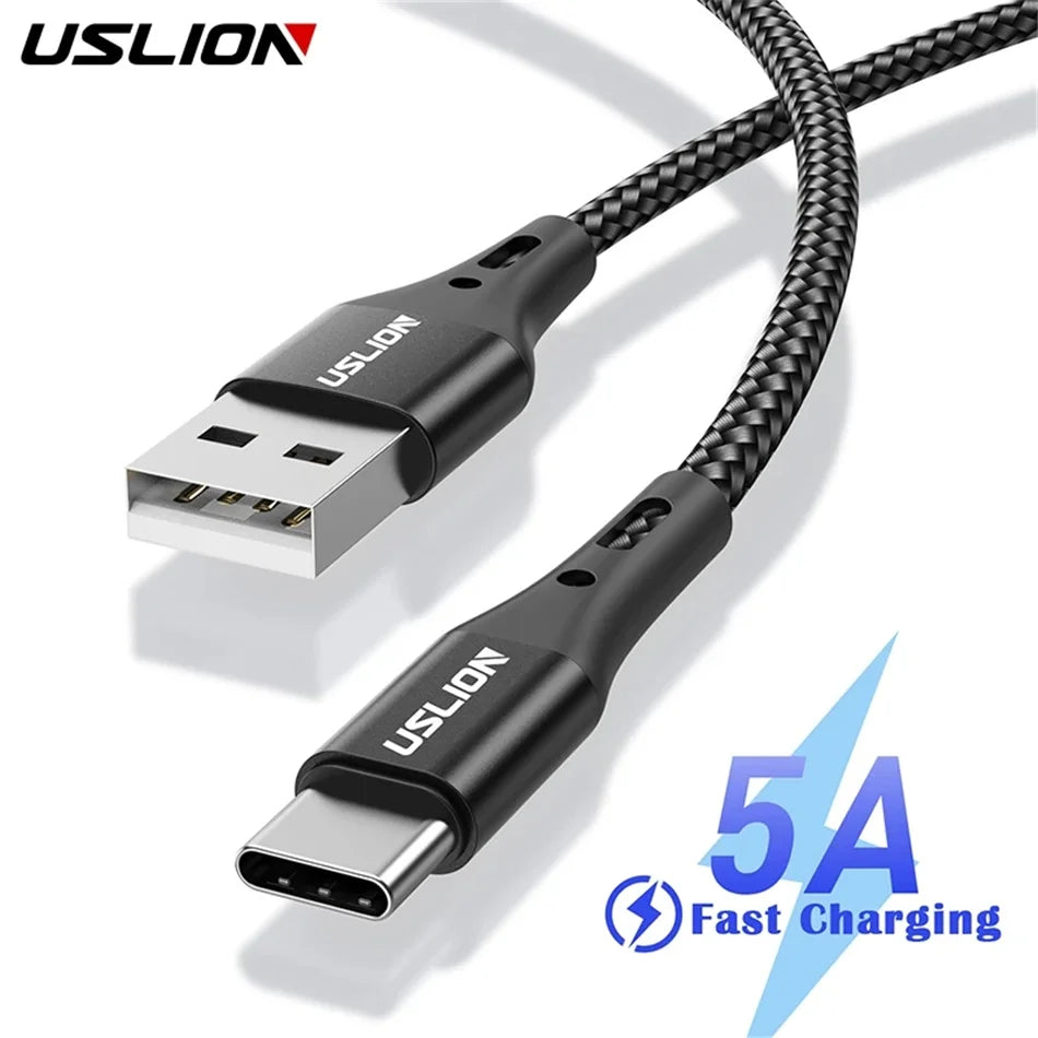 USLION 5A USB Typ-C Datenkabel – Für Samsung S10/S20, Xiaomi Mi 11, Schnelles Laden, USB-C Ladegerät