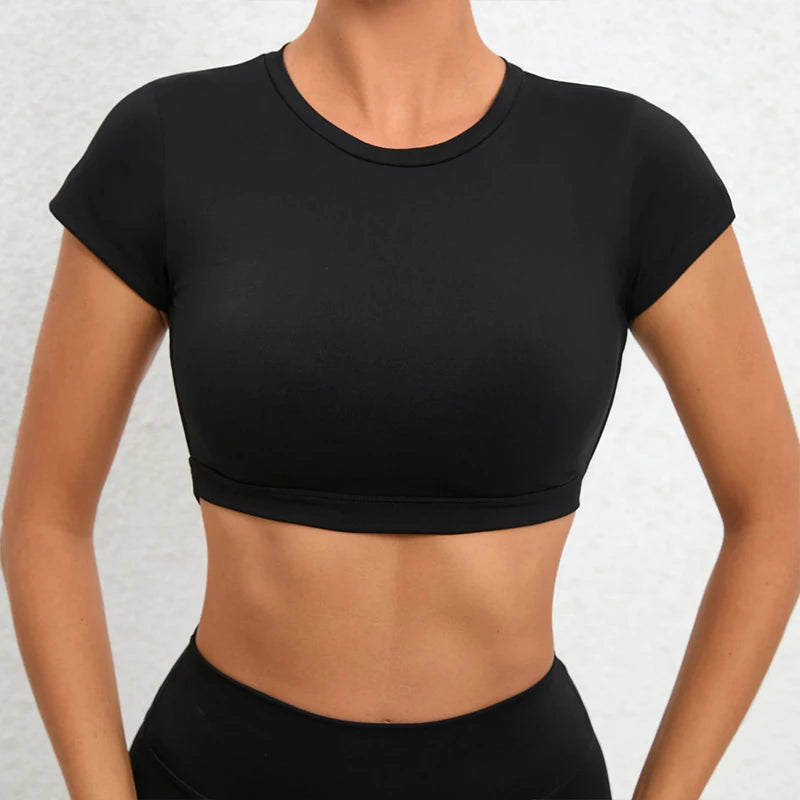 Gym-Oberteil für Damen – Atmungsaktive Sport-Shirts, Fitness-Training und Yoga, Rückenfrei, Sport-Crop-Tops von Houisavy