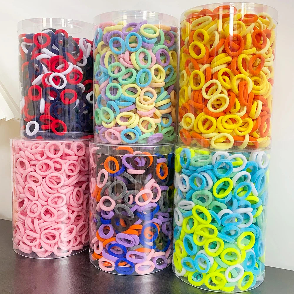 50/300pcs Kids Elastic Hair Bands - Candy Scrunchies, Rubber Bands for Girls, Hair Ties, Headbands, Baby Hair Accessories