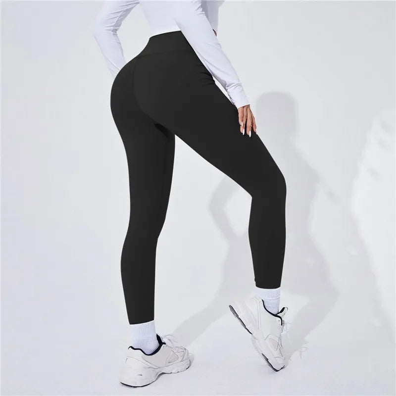 High waist yoga leggings, warm sports leggings, thermal running pants for women, sexy butt push up fitness leggings.