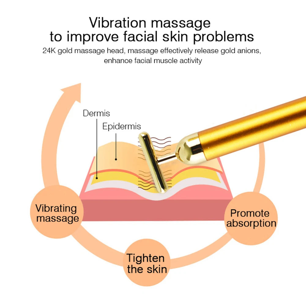 Mini Elektrisches 24-Karat-Gold-Augenmassagegerät – Vibrations-Hautpflege-Schönheitsgerät, Lift Bar, entfernt Falten, Augenringe, Schwellungen