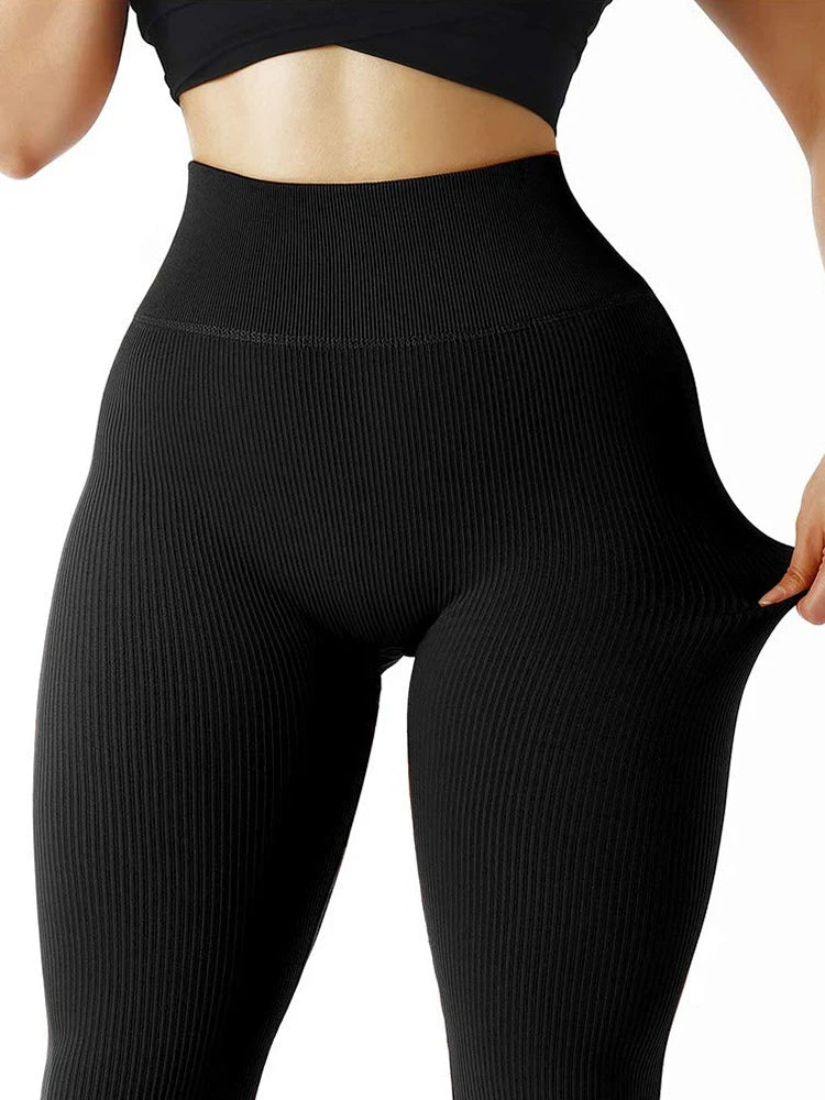 Nahtlose High Taille Gym Leggings Frauen lässig dünne Stretch hose Herbst