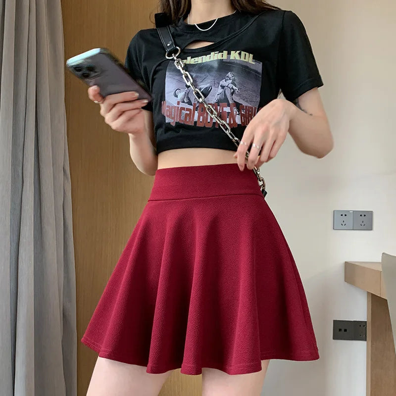 Summer women skirts fashion sexy mini elastic pleated sun skirts for schoolgirl uniform korean black tennis skirts with high waist