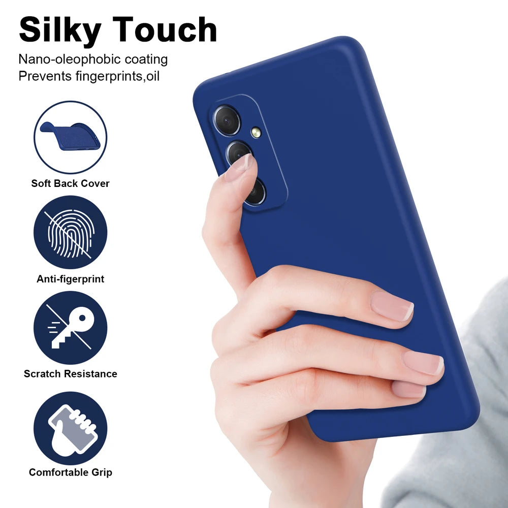 Original Silicone Phone Case for Samsung Galaxy A55/A35/A25/A15/A05/A05S/A04/A04S/A04E/A14/A24/A34/A54 5G – Solid and Protective