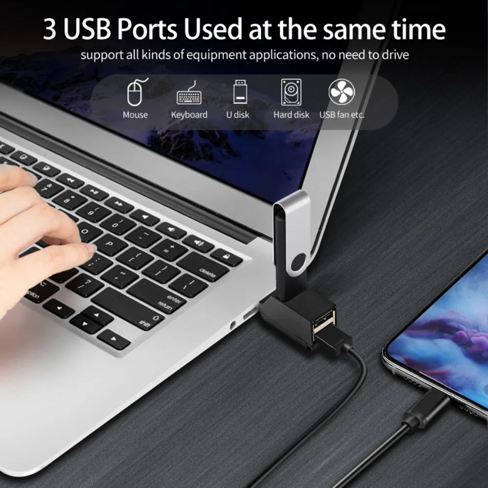 USB 3.0 Hub Adapter – Mini Splitter mit 3 High-Speed Ports, Für PC, Laptop, U-Disk und Kartenleser