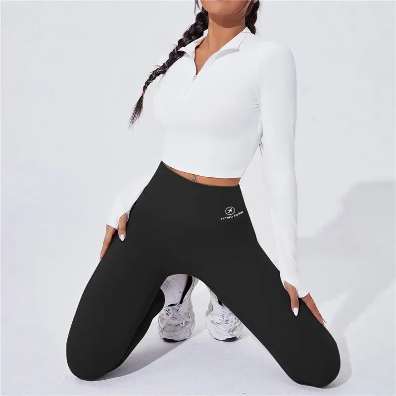 High waist yoga leggings, warm sports leggings, thermal running pants for women, sexy butt push up fitness leggings.