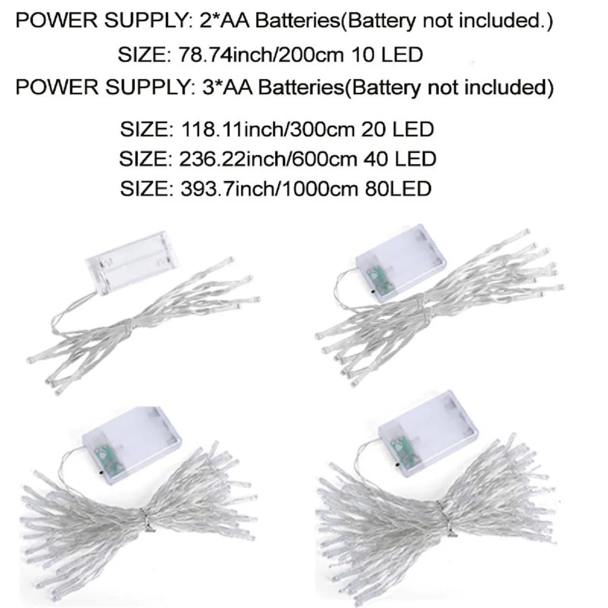 LED-Girlande mit 10/20/40/80 Lichtern – Batteriebetrieben, warmweiß, 2m-10m, für Valentinstag, Schlafzimmer, Geburtstag, Hochzeit