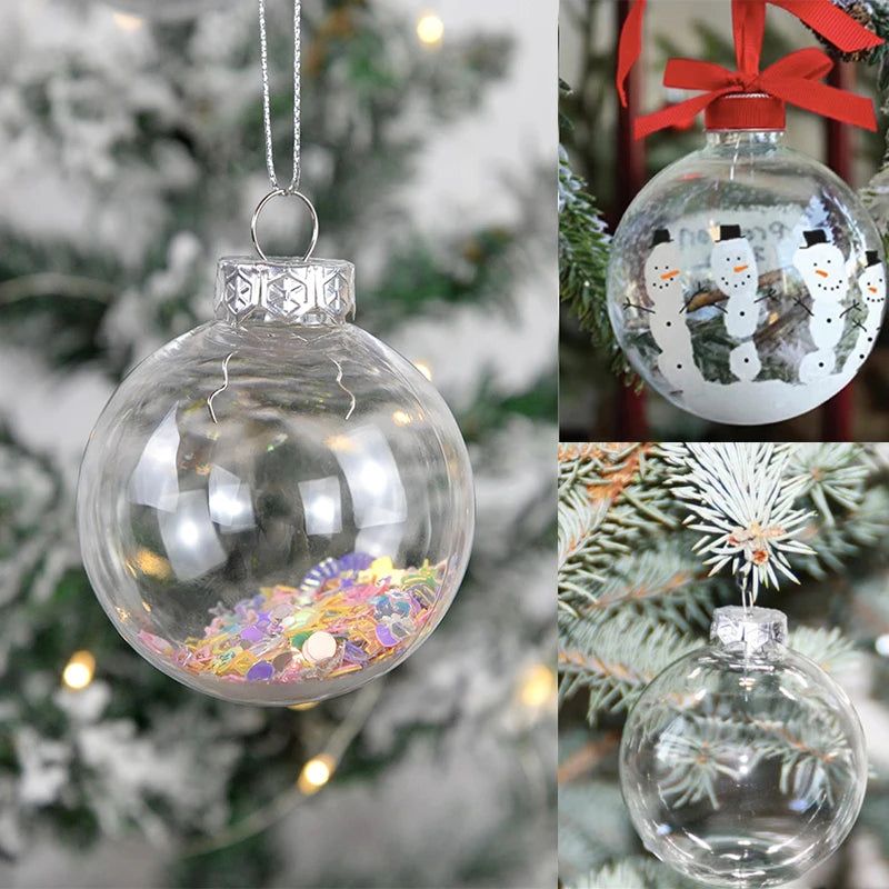 6 stücke 6/8cm Weihnachts ball Dekoration Weihnachts baum transparente Kugeln Anhänger hängen Ornamente für Zuhause Noel DIY Dekor Neujahrs geschenk