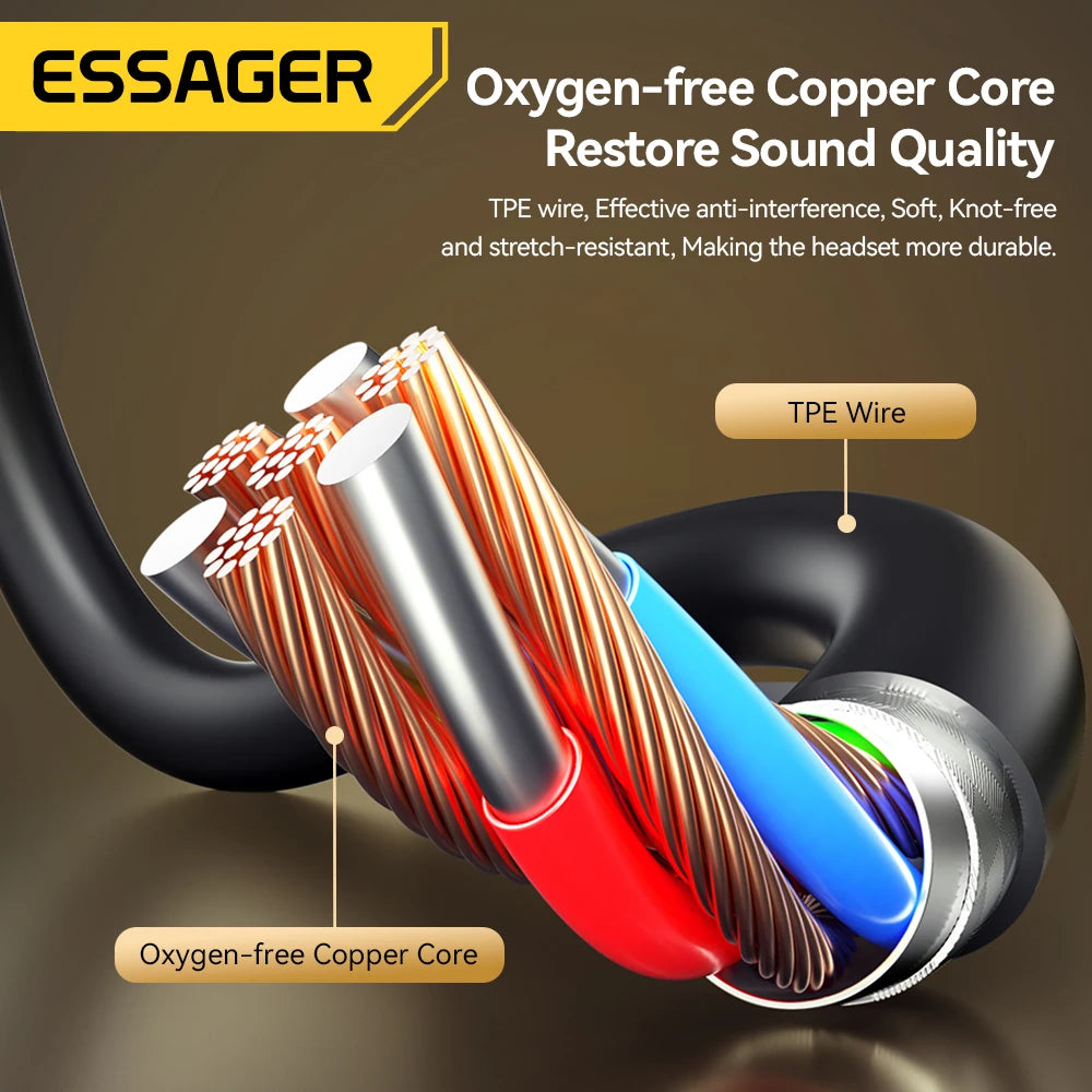 Essager 3,5-mm-Kabelkopfhörer – In-Ear Headset mit Mikrofon, Stereo Ohrhörer, Inline-Steuerung für Telefone