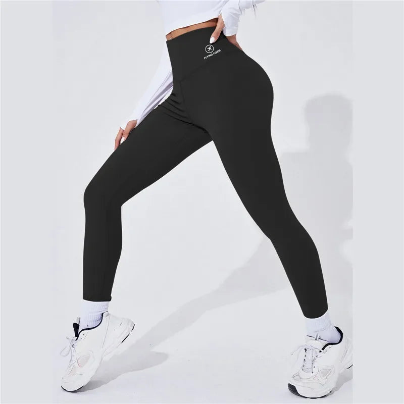 High waist yoga leggings, warm sports leggings, thermal running pants for women, sexy butt push up fitness leggings.