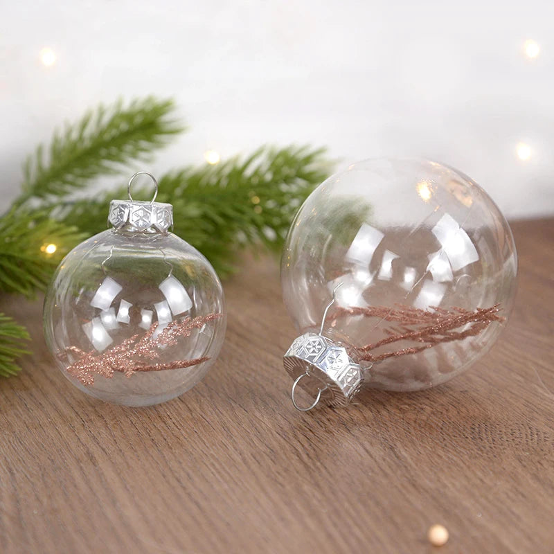 6 stücke 6/8cm Weihnachts ball Dekoration Weihnachts baum transparente Kugeln Anhänger hängen Ornamente für Zuhause Noel DIY Dekor Neujahrs geschenk