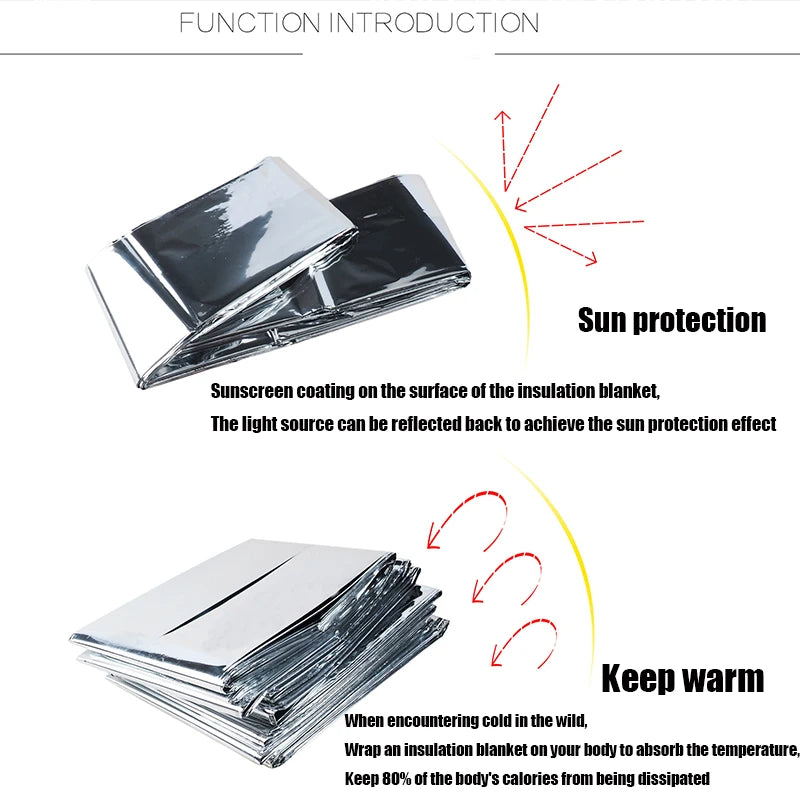 1-3 Stück Notfall-Decken – Outdoor, winddicht, isolierend, aus PET-Folie, thermische Rettungsdecke
