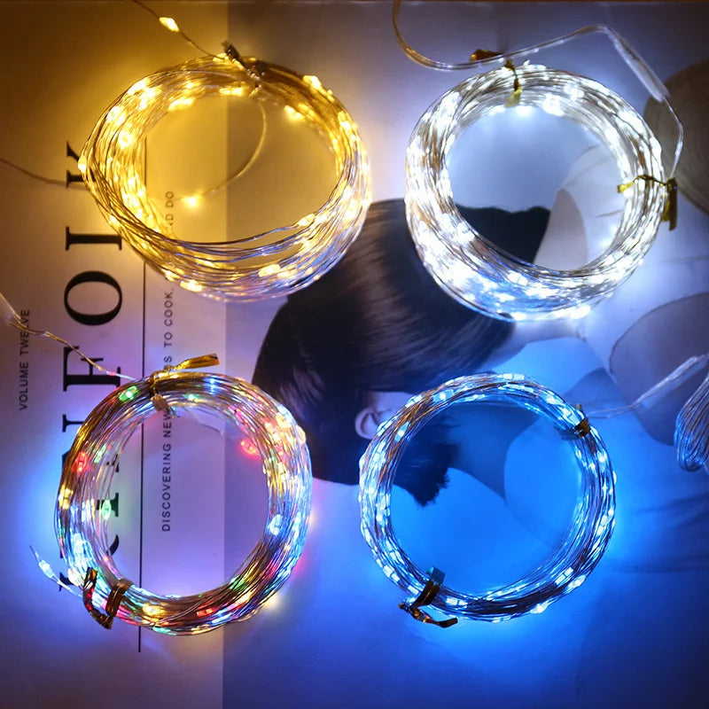 20M USB LED String Lights Copper Silver Wire Garland Light 5V Waterproof Fairy Lights Party Decoration For Christmas Wedding