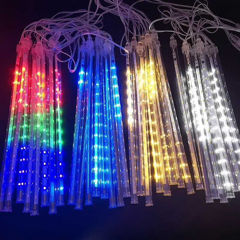 Solar Meteor Shower Rain String Lights Waterproof Garden Light 8 Tubes Christmas Tree Holiday Party Wedding Holiday Decoration