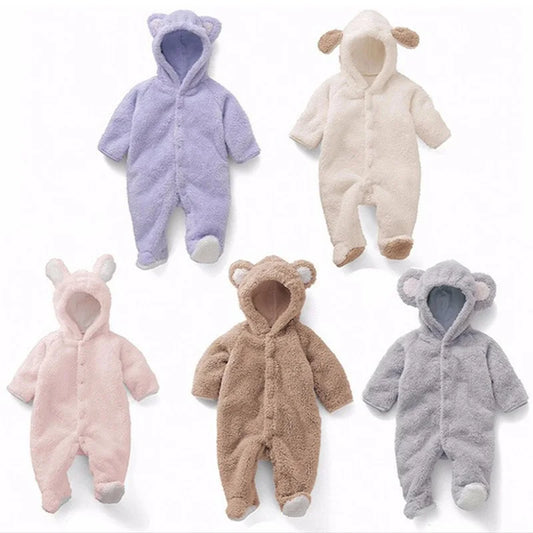 Neugeborene Strampler, Herbst/Winter, Warmes Fleece, Baby Jungen und Mädchen, Tier-Kostüm, Overalls