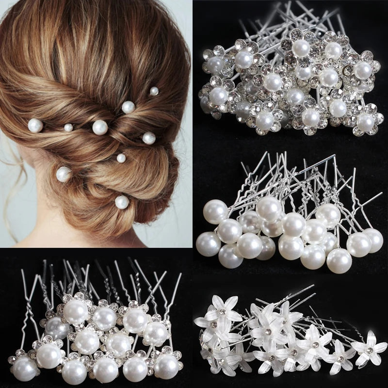 Western Wedding Fashion Jewelry – Handmade Headpiece for the Bride, Wedding Crown, Flower Pearl Hair Accessories, Hairpin Ornaments