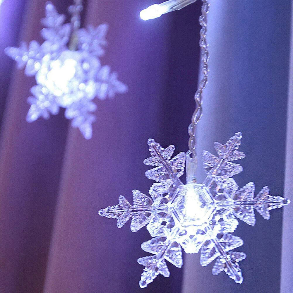 Christmas Snowflake Fairy Lights 4m 96led Curtain Lights Snowflake Fairy Lights for Halloween Thanksgiving Christmas Decoration