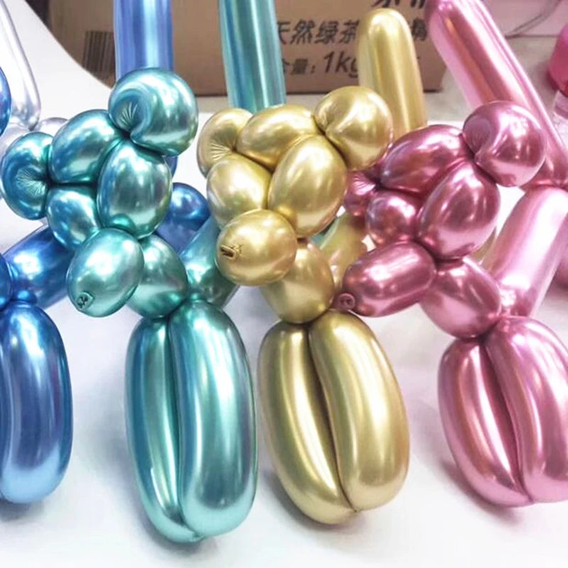 Long Metallic Chrome Latex Balloons, 10/20/30 Pieces, for Magic Tying Techniques, Wedding, Birthday, Decoration