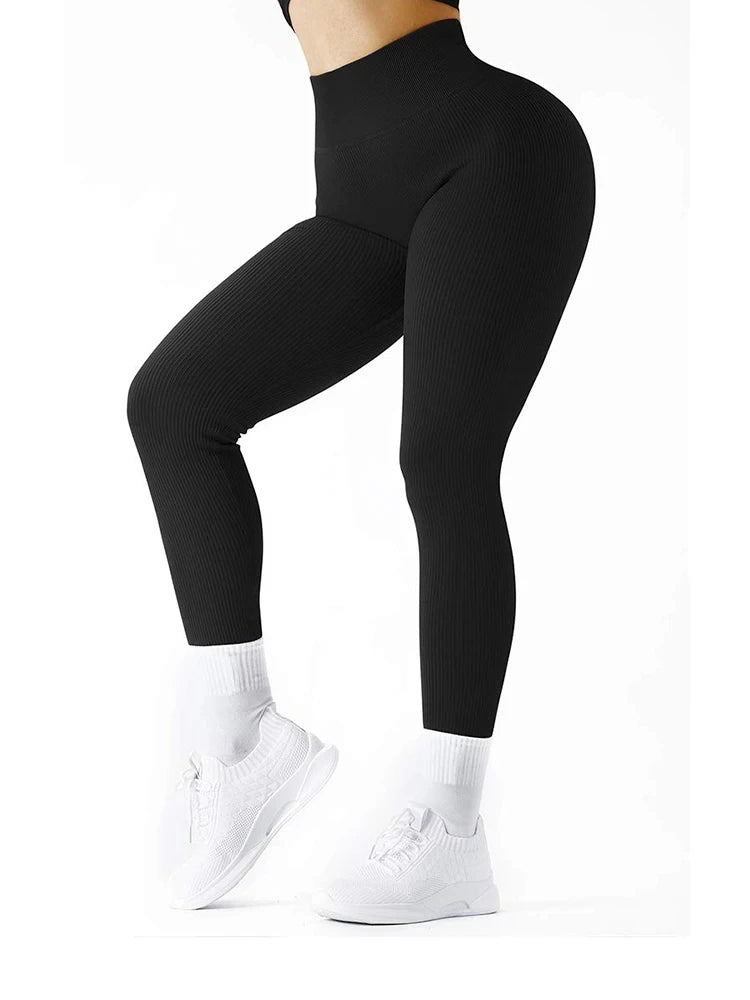 Nahtlose High Taille Gym Leggings Frauen lässig dünne Stretch hose Herbst