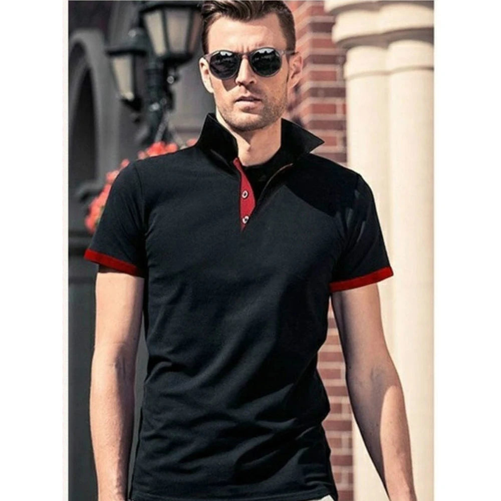 Men's Polo Shirt – Short Sleeve, Contrast Color, Summer Streetwear, Casual Fashion Tops