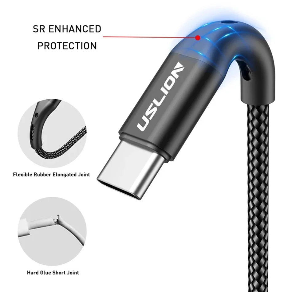 USLION 5A USB Typ-C Datenkabel – Für Samsung S10/S20, Xiaomi Mi 11, Schnelles Laden, USB-C Ladegerät