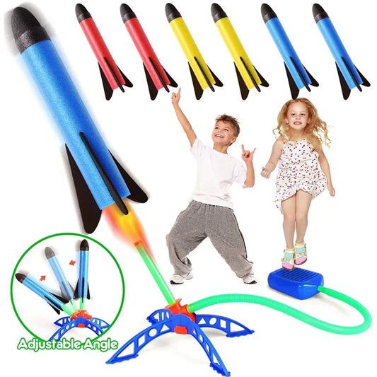 Luft-Rakete mit Fußpumpe, Outdoor-Spielzeug, Hochfliegende Rakete, Kinderspiel-Set, Sprung-Sportspiele