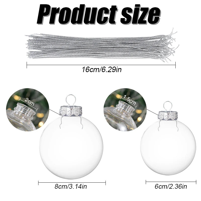 6 stücke 6/8cm Weihnachts ball Dekoration Weihnachts baum transparente Kugeln Anhänger hängen Ornamente für Zuhause Noel DIY Dekor Neujahrs geschenk