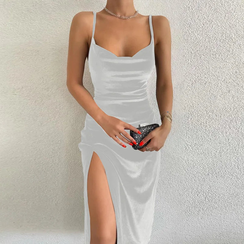 New Spring/Summer Fashion Sexy Slim Fit Split Strap Dress for Women