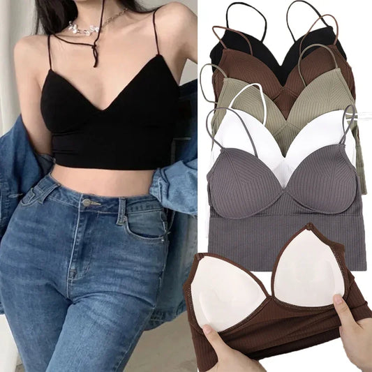 Frauen Crop Tops – Weste, Unterwäsche, sexy Leibchen, Stretch, Push-up-BH mit Brustpolstern, Bralette, nahtlos, einteiliges Tube Top