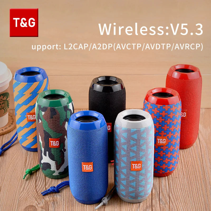 TG117 Bluetooth Speaker, Portable True Wireless Soundbox, Waterproof Outdoor Stereo Surround, Support TF Card and Radio.