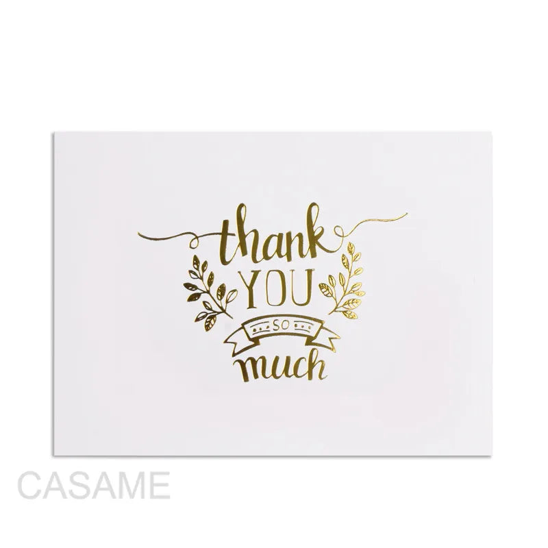 48pcs Mini Gold Embossed Thank you Card Valentine's Day Happy Birthday Christmas Party Wedding Invitations Letter Greeting Cards