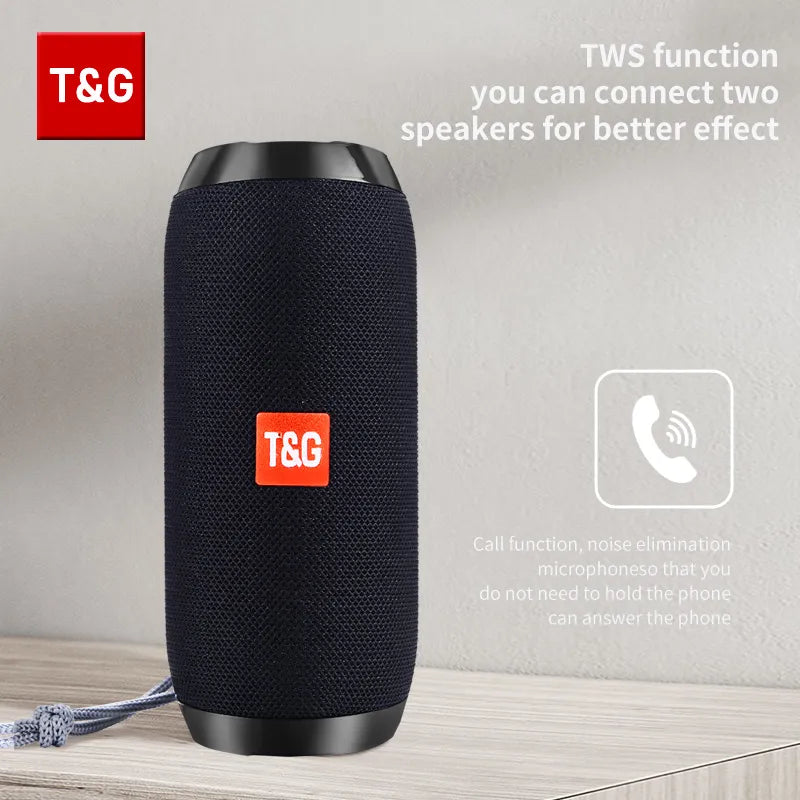 TG117 Bluetooth Speaker, Portable True Wireless Soundbox, Waterproof Outdoor Stereo Surround, Support TF Card and Radio.