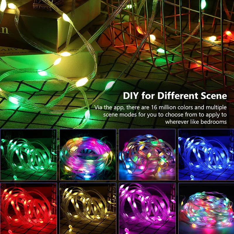 Dreamcolor Rgb Led Streifen WS2812B Bluetooth Smart String Fairy Lichter Weihnachten Girlande Licht Wasserdicht Für Party Vorhang Zimmer