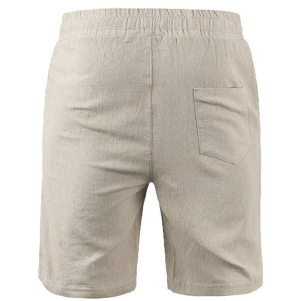 New Men's Cotton Linen Shorts - Breathable Solid Color Summer Pants, Fitness &amp; Streetwear, Sizes S-3XL