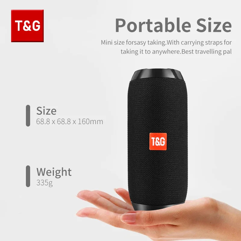 TG117 Bluetooth Speaker, Portable True Wireless Soundbox, Waterproof Outdoor Stereo Surround, Support TF Card and Radio.