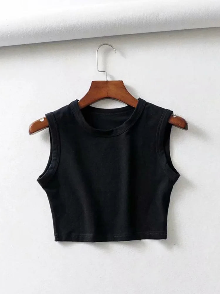 Sommer Vintage Crop Tops – Weiße, sexy Biker- und Punk-Style Tanktops