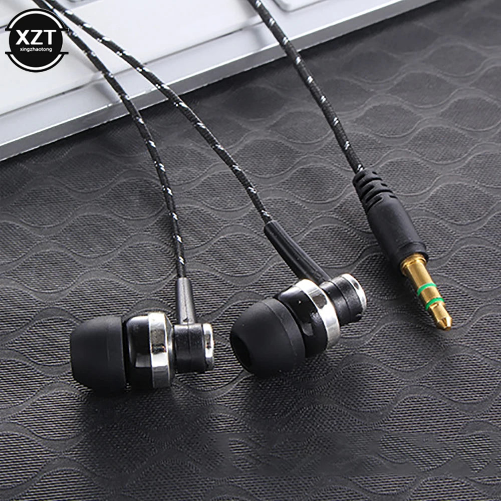 New 5 Colors Wired In-Ear Headphones – Stereo 3.5mm Nylon Cable, Sport Headset with Microphone, For Laptop and Smartphone, Ideal as a Gift