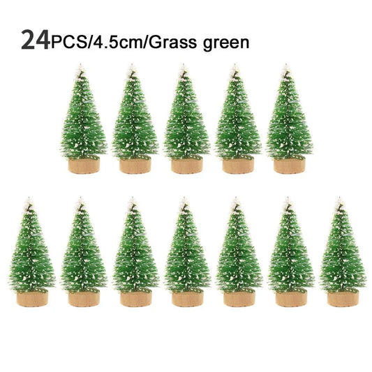 24-12 Stück Mini Weihnachts baum Sisal Seide Zeder Tischplatte Dekoration kleinen Weihnachts baum Mini Baum Fenster DIY Dekorationen 2023