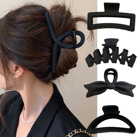 Große Schwarze Haarspange – Mode, französisch, elegant, koreanisches Design, Haar-Klauenclips, Haarnadeln, Haarschmuck für Frauen und Mädchen