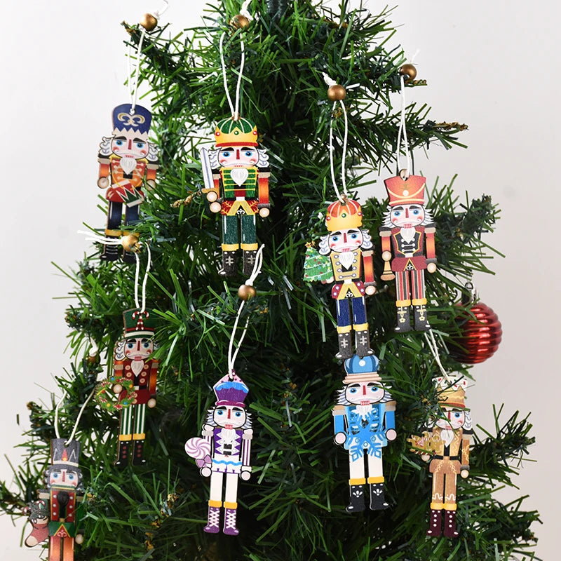 Christmas Tree Wooden Nutcracker Soldier Pendant Personalized DIY Hanging Decor Navidad Birthplace Christmas New Year Party Ornaments