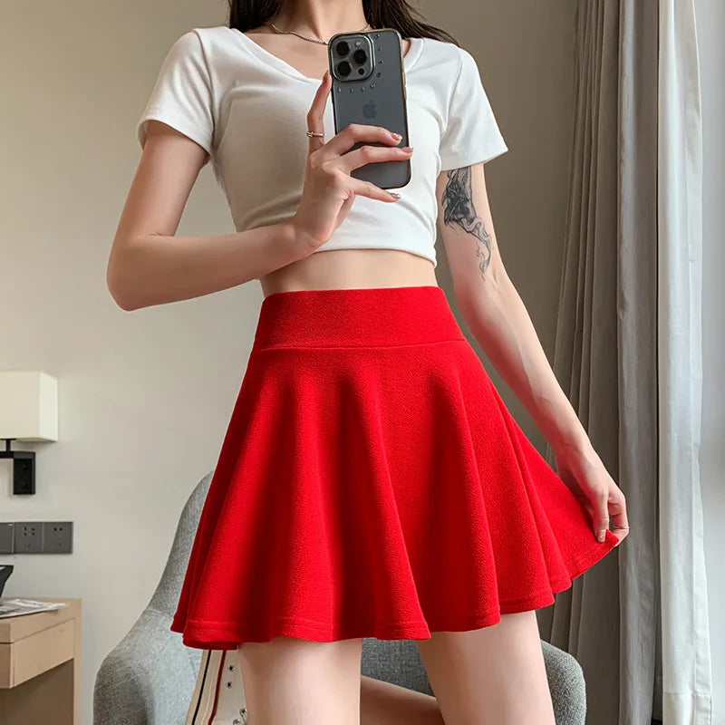 Summer women skirts fashion sexy mini elastic pleated sun skirts for schoolgirl uniform korean black tennis skirts with high waist