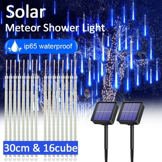 Solar Meteorsc hauer Regen Lichterketten wasserdicht Garten Licht 8 Röhren Weihnachts baum Urlaub Party Hochzeit Urlaub Dekoration